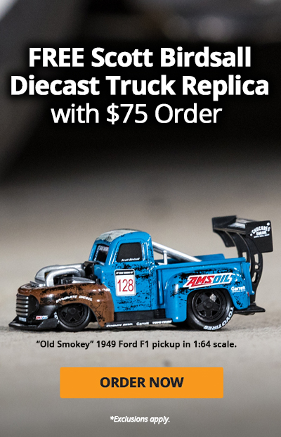 Free Scott Birdsall Diescast truck replica with $75 order. Use Code: FREETRUCK. Order now. *Exclusions apply. "Old Smokey" 1949 Ford F1 pickup in 1:64 scale.
