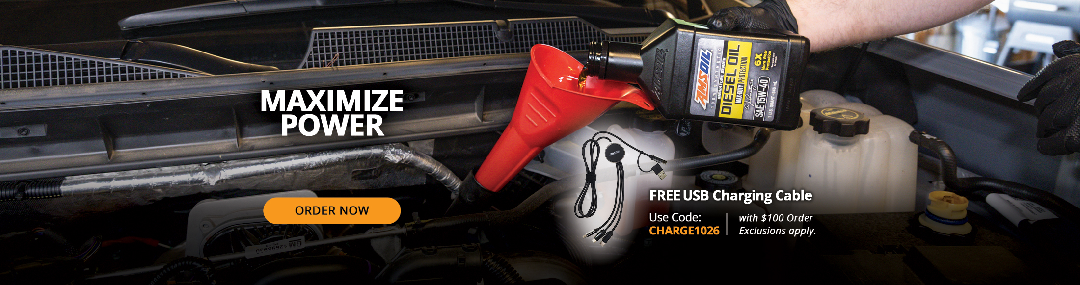 Maximize power. Free USB Charging Cable with $100 Order. Use Code: CHARGE1026. Order now. *Exclusions apply.