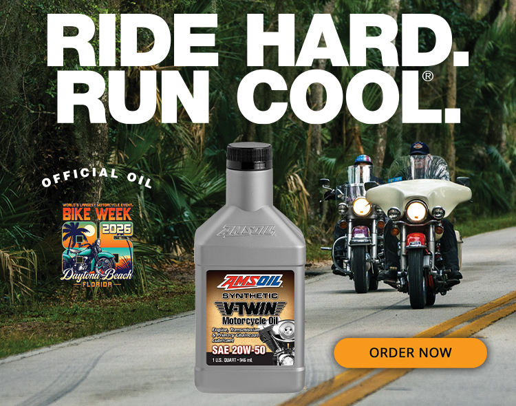 Ride Hard. Run Cool. Official oil of Bike Week 2026 Daytona Beach Florida. Order AMSOIL Synthetic V-Twin Motorcycle oil now.