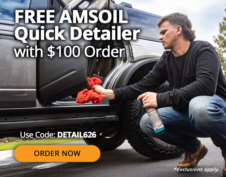Free AMSOIL Quick Detailer with $100 Order. Use Code: DETAIL626. Order now. *Exclusions apply.