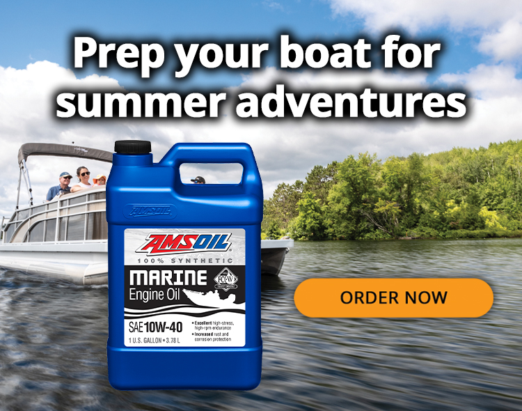 Prep your boat for summer adventures. AMSOIL 100% Synthetic Marine Engine Oil SAE 10W-40. Order now.