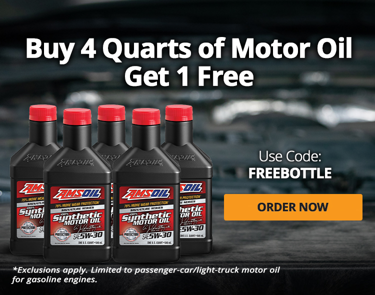 Buy 4 Quarts of Motor Oil Get 1 Free. Use Code: FREEBOTTLE. Order Now. *Exclusions apply. Limited to passenger-car/light-truck motor oil for gasoline engines.