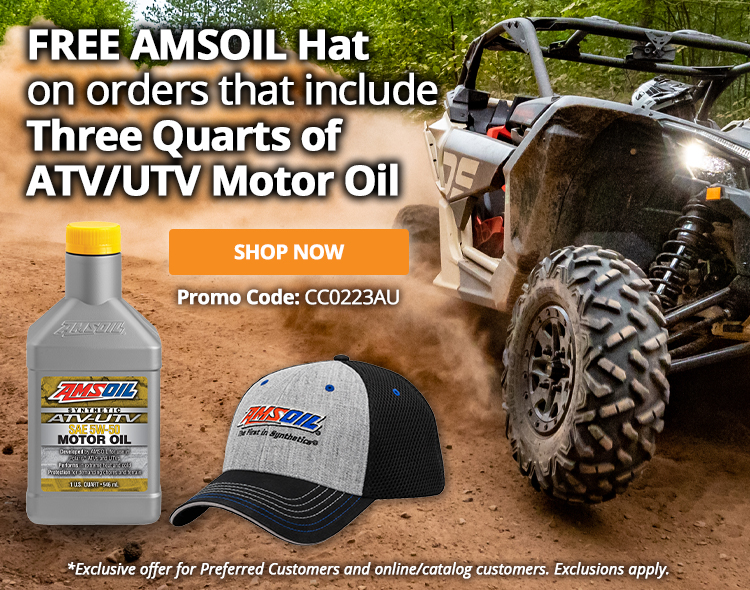 Free AMSOIL Hat on Orders that include 3 Quarts of ATV/UTV Motor Oil